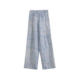 ザラ(ZARA)の1851＊S/S レトロ blue プリント柄 ワイドパンツ(カジュアルパンツ)