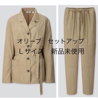 ユニクロ(UNIQLO)のユニクロユー シャツジャケット　パラシュートパンツ　セット　オリーブ　Ｌ　新品(セット/コーデ)