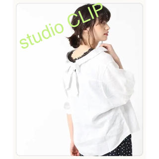 スタディオクリップ(STUDIO CLIP)のStudio Clip フランダースリネンバックリボン半袖シャツ(シャツ/ブラウス(半袖/袖なし))