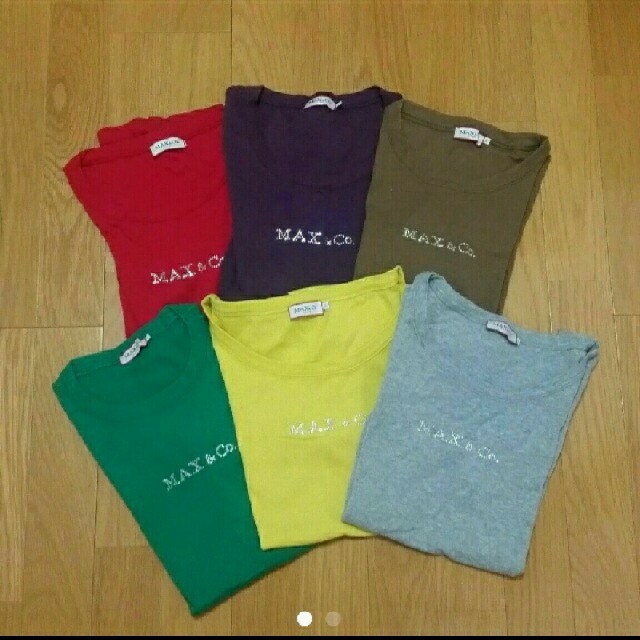 安い買う Maxu0026co スリムTシャツ スワロ 赤 紫 カーキ 緑 黄色 ...