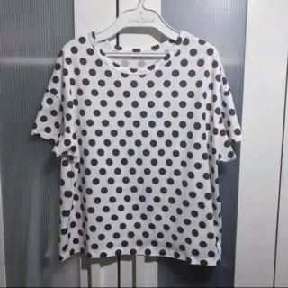 ザラ(ZARA)のZARA  ザラ  Tシャツ カットソー   白地にこげ茶 ポルカドット(Tシャツ(半袖/袖なし))