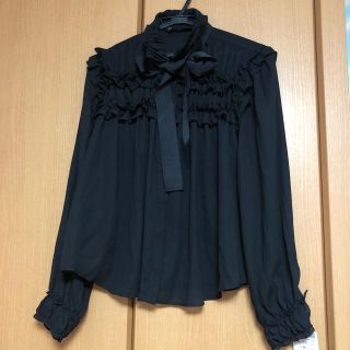 ザラ(ZARA)のZARA BASIC フリル付きブラウス シースルー【未使用】(シャツ/ブラウス(長袖/七分))