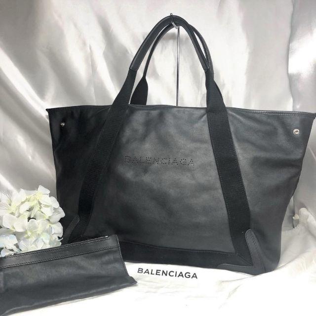 大感謝セール バレンシアガ ネイビーカバス Mサイズ 黒 レザー 美品