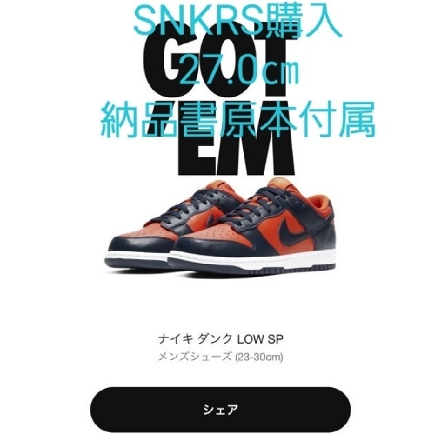 【新品】NIKE DUNK LOW Champ Colors　27.0㎝靴/シューズ