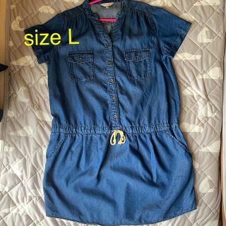 マタニティ デニムワンピース 授乳服 L(マタニティワンピース)