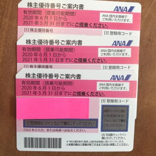 エーエヌエー(ゼンニッポンクウユ)(ANA(全日本空輸))のANA 株主優待券　3枚セット(その他)