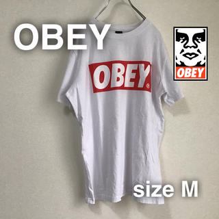 オベイ(OBEY)のOBEY オベイ　Tシャツ M ボックスロゴ　フロントプリント　古着女子(Tシャツ/カットソー(半袖/袖なし))