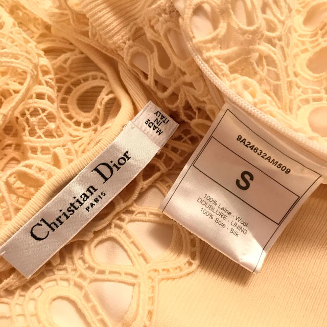 Christian Dior(クリスチャンディオール)のChristian Dior   ワンピース　マクラメ　レース　S    M レディースのワンピース(ひざ丈ワンピース)の商品写真