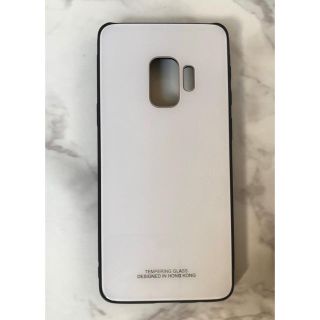 ギャラクシー(Galaxy)のシンプル&可愛い♪耐衝撃背面9Hガラスケース GalaxyS9 ホワイト　白(Androidケース)