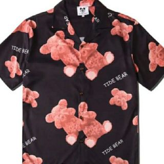女性も愛用中 ♡bear アロハ♡ くま ベアー アロハシャツ ブラックの