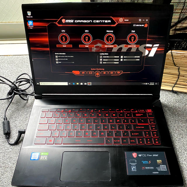 MSI GF65 ゲーミングノートPC RTX2060, 16GB, i7