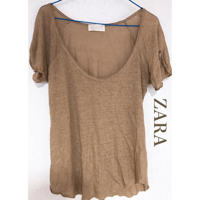 ZARA(ザラ)の夏　涼やか　ZARA ザラ　アースカラー　ベージュ　Tシャツ レディースのトップス(Tシャツ(半袖/袖なし))の商品写真