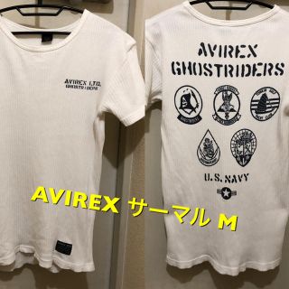 アヴィレックス(AVIREX)のMサイズ！AVIREX アヴィレックス 古着半袖サーマルTシャツ 白×ネイビー (Tシャツ/カットソー(半袖/袖なし))