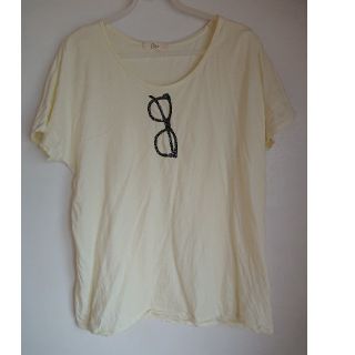 セポ(CEPO)のメガネ Tシャツ （淡いイエロー）(Tシャツ(半袖/袖なし))