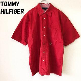 トミーヒルフィガー(TOMMY HILFIGER)の【人気】トミーヒルフィガー ワンポイントロゴ 半袖シャツ レッド サイズL(シャツ)