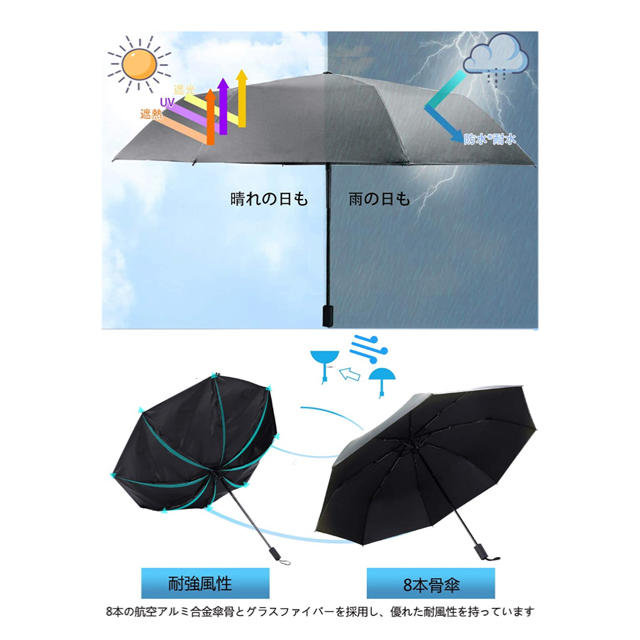 折りたたみ傘 ワンタッチ自動開閉 晴雨兼用 メンズのファッション小物(傘)の商品写真