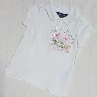 ラルフローレン(Ralph Lauren)の2/2T (95）　ラルフローレン　花柄イラストのポロシャツ(Tシャツ/カットソー)