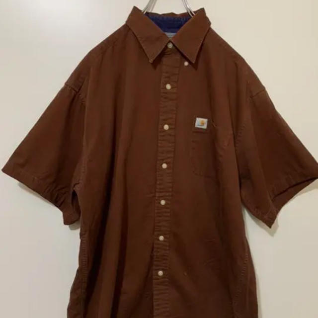 carhartt(カーハート)の【ファイナルセール】カーハート　半袖シャツ　ヴィンテージ ブラウン メンズのトップス(シャツ)の商品写真