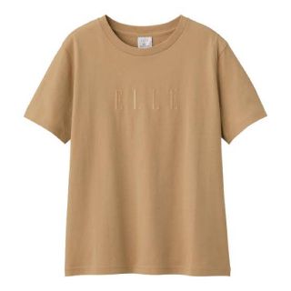 ジーユー(GU)のGU ELLE ジーユー エル コラボTシャツ ベージュ Lサイズ(Tシャツ(半袖/袖なし))