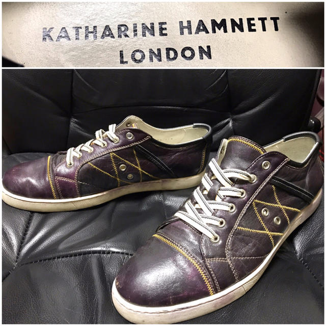 KATHARINE HAMNETT(キャサリンハムネット)のキャサリンハムネット送料込¥定価2万円程レザー革スニーカー海外ブランドセレクト系 メンズの靴/シューズ(スニーカー)の商品写真