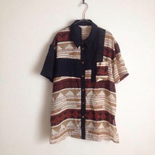 サンタモニカ(Santa Monica)のアシンメトリー総柄シャツ 古着 ヴィンテージ 菅田将暉(シャツ/ブラウス(半袖/袖なし))