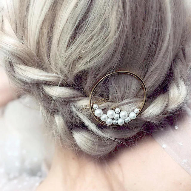 Circles & various pearls ヘアピン ゴールドヘアアクセサリー