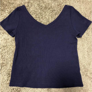ココディール(COCO DEAL)のテレコVネックトップス Tシャツ カットソー COCODEAL ネイビー(Tシャツ(半袖/袖なし))