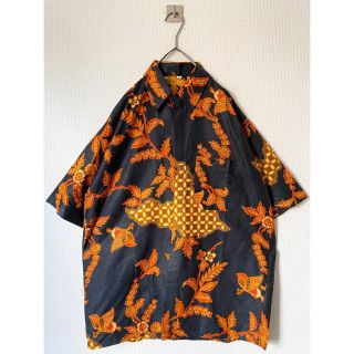 ヨウジヤマモト(Yohji Yamamoto)のvintage ヴィンテージ 90s リネン 比翼ボタン ブラック アロハシャツ(シャツ)