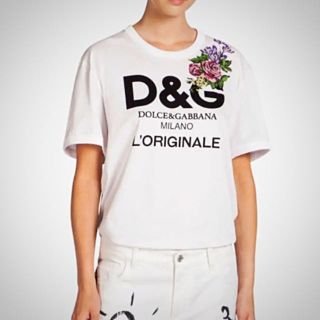 激レア DOLCE\u0026GABBANA ドルガバ Tシャツ バラ 薔薇 ストライプ