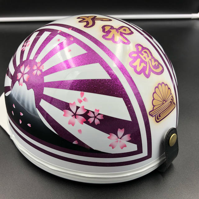 コルク半　富士日章　白紫　ラメ　桜　送料無料 自動車/バイクのバイク(ヘルメット/シールド)の商品写真