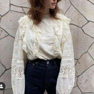 [新品未使用]　　MOUSSY　COTTON LACE RUFFLE　ブラウス