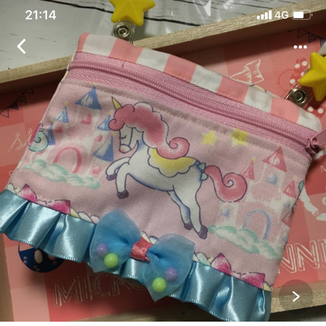 スイーツユニコーン移動ポケット　ピンク ハンドメイドのキッズ/ベビー(外出用品)の商品写真