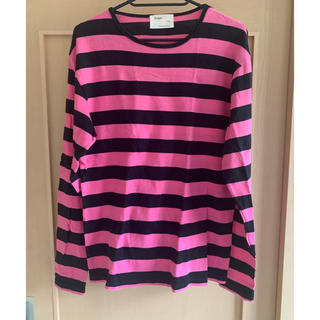 メンズ　長袖Tシャツ　ピンクとブラックのボーダー　Mサイズ(Tシャツ/カットソー(七分/長袖))