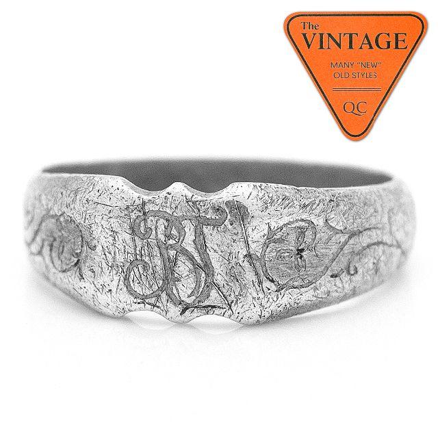 WWI期 イギリスアンティーク 18号 イニシャルリング ミリタリーヴィンテージリング(指輪)
