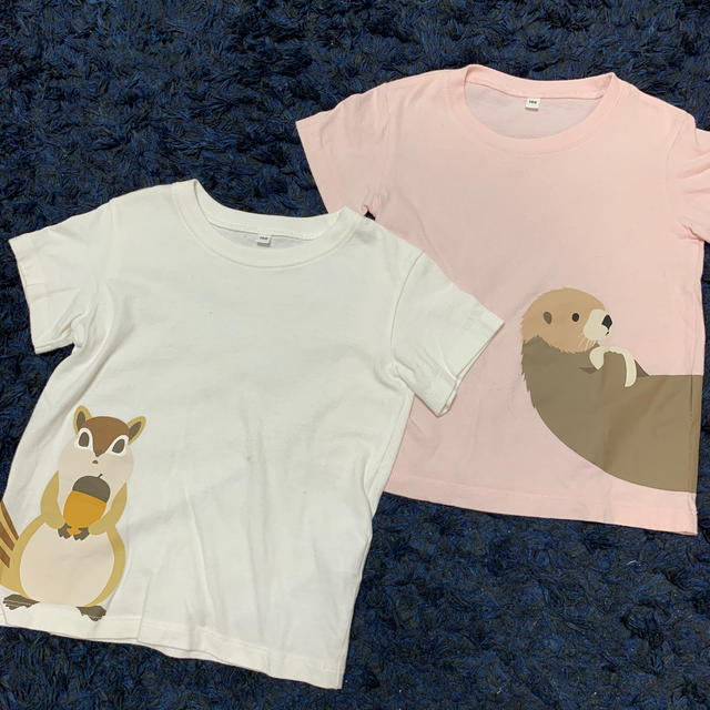 MUJI (無印良品)(ムジルシリョウヒン)の無印　動物Tシャツ　2枚 キッズ/ベビー/マタニティのキッズ服男の子用(90cm~)(Tシャツ/カットソー)の商品写真