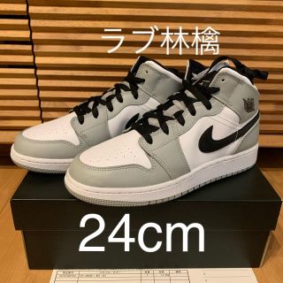 ナイキ(NIKE)のnike jordan1 mid gs ナイキ ジョーダン1 grey 24cm(スニーカー)