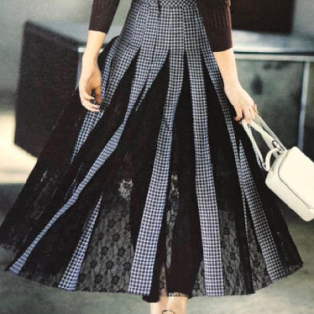 LE CIEL BLEU(ルシェルブルー)の「ぽちぶくろ様専用　　IRENE WOVEN CHECK LACE SKIRT レディースのスカート(ロングスカート)の商品写真