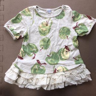 ハッカベビー(hakka baby)のハッカベビー りんご柄ワンピース　すみれ柄Tシャツ80(ワンピース)