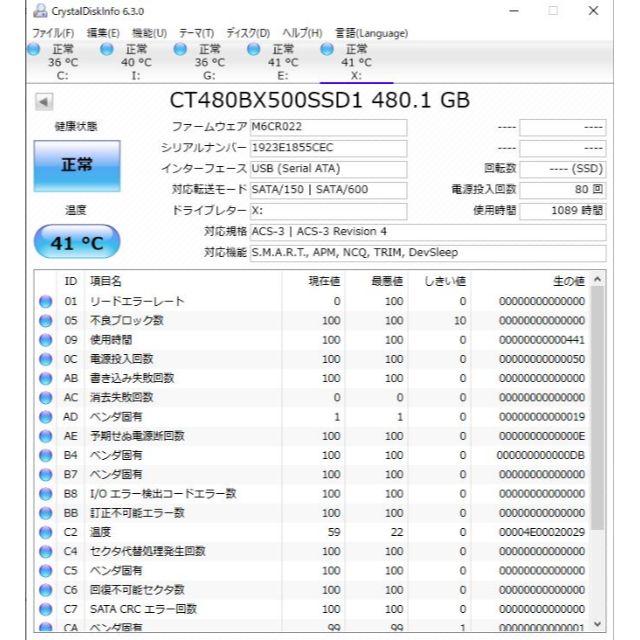 CT480BX500SSD1 480.1GB 2
