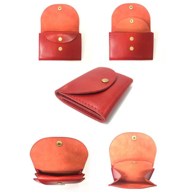 栃木レザー(トチギレザー)の新品　未使用　日本製　栃木レザー　ミニウォレット　ヌメ革　赤　レッド レディースのファッション小物(財布)の商品写真