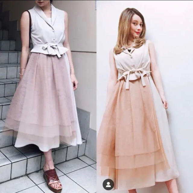 Ameri VINTAGE(アメリヴィンテージ)のアメリヴィンテージ  TULLE DOCKING DRESS レディースのフォーマル/ドレス(ロングドレス)の商品写真