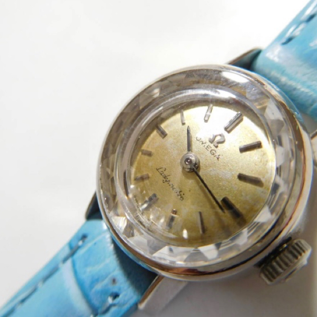 【1964年製】OMEGAオメガ　カットガラス　レザーベルト　自動巻腕時計