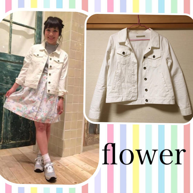 flower(フラワー)のflower＊ホワイトジャケット レディースのジャケット/アウター(Gジャン/デニムジャケット)の商品写真