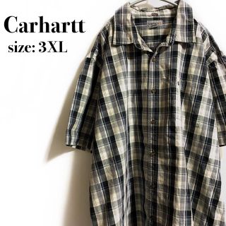 カーハート(carhartt)のCarhartt カーハート ワークシャツ チェック 白 黒 ヴィンテージ 半袖(シャツ)