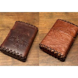 ジッポー(ZIPPO)のなちゅ様 zippoケース  ペイズリー&刻印ブラウン(タバコグッズ)