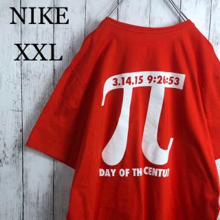 ナイキ(NIKE)の【美品】【激レア】【ナイキ】両面 円周率プリント☆Tシャツ☆XXL☆橙x白(Tシャツ/カットソー(半袖/袖なし))