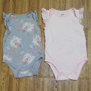 ベビーギャップ(babyGAP)のグレーのみ babygap ロンパース ボディ 肌着 60cm セット(ロンパース)