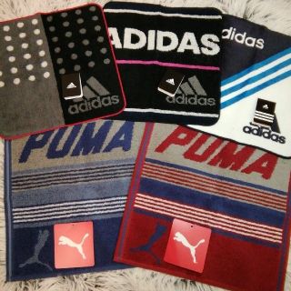 アディダス(adidas)のお得なadidas&PUMA タオルハンカチ 5枚セット(ハンカチ)