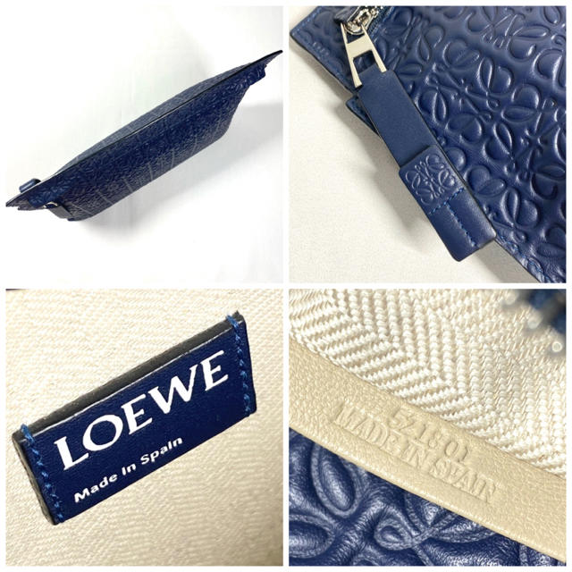 LOEWE(ロエベ)のロエベ  Tポーチ アナグラム リピート クラッチバッグ 型押し ネイビー レディースのバッグ(クラッチバッグ)の商品写真