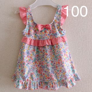 新品 水着 女の子 ワンピース 花柄 100(水着)